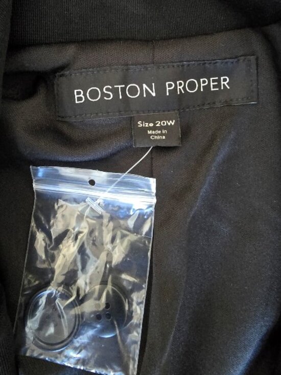 Boston Proper Size 20W Blazer Jacket Beyond Travel Piped Boyfriend Black NWT - Picture 6 of 8